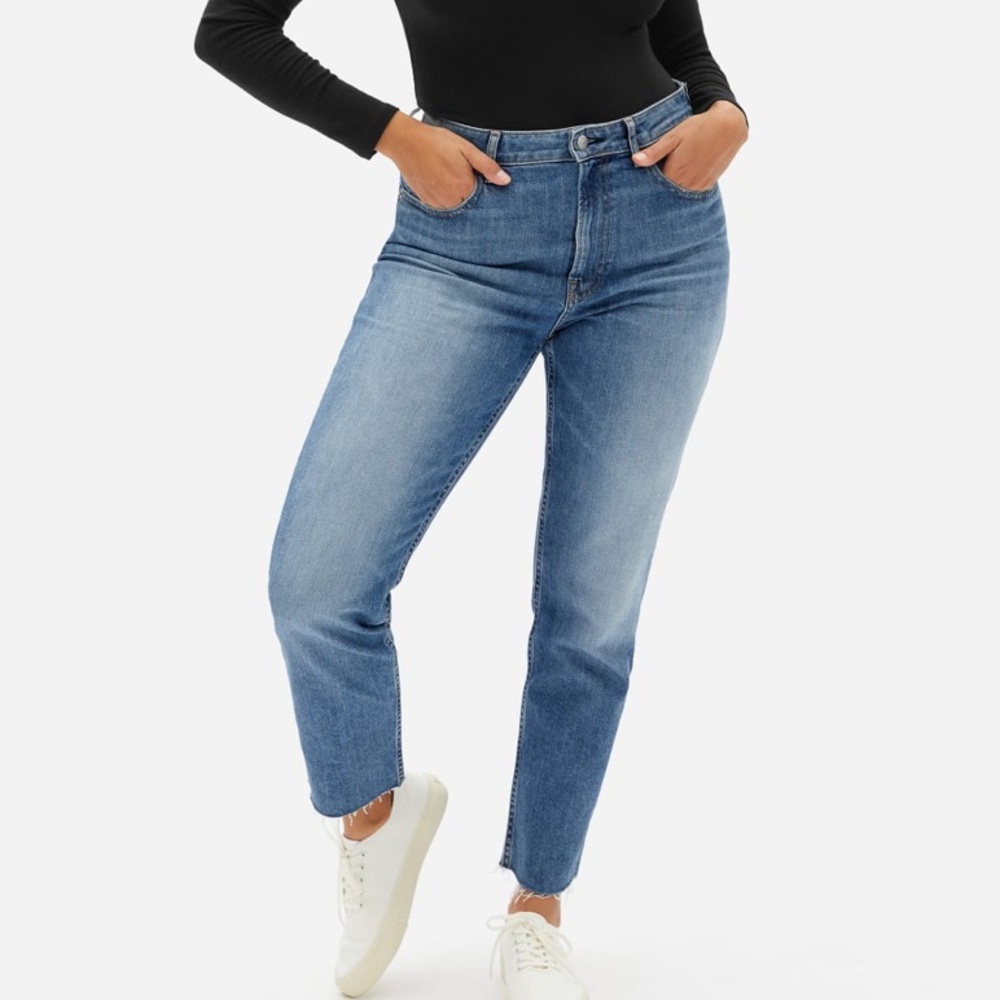 Women's Everlane The Cheeky Jean Cropped Raw Hem High Waist size 30